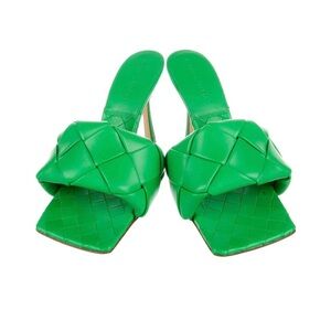 Bottega Veneta Green Woven Mules